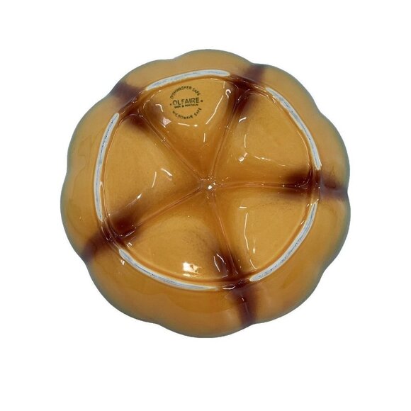 Olfaire of Portugal Pumpkin 11 inch Round 5-Section Divided Serving Platter Tray - Picture 2 of 7